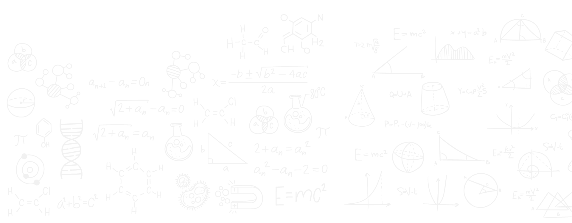 Hand-drawn maths and science doodles