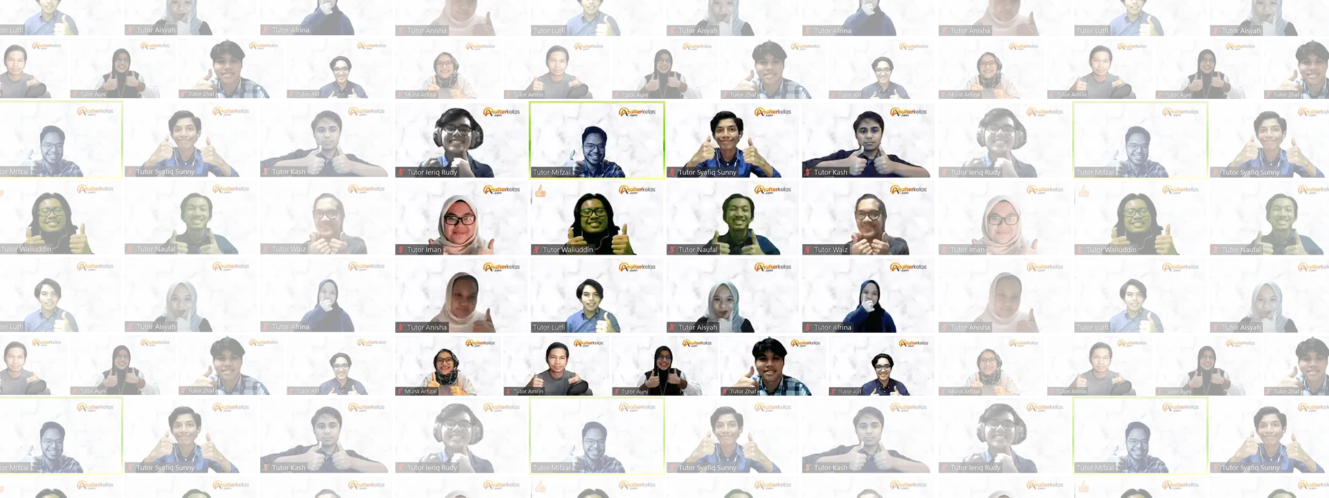 Afterkelas tutors smiling with a thumbs up in an online class